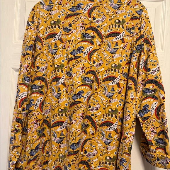 Vera Bradley Mustard Yellow Floral & Bird Print Pajama Top - Picture 4 of 4